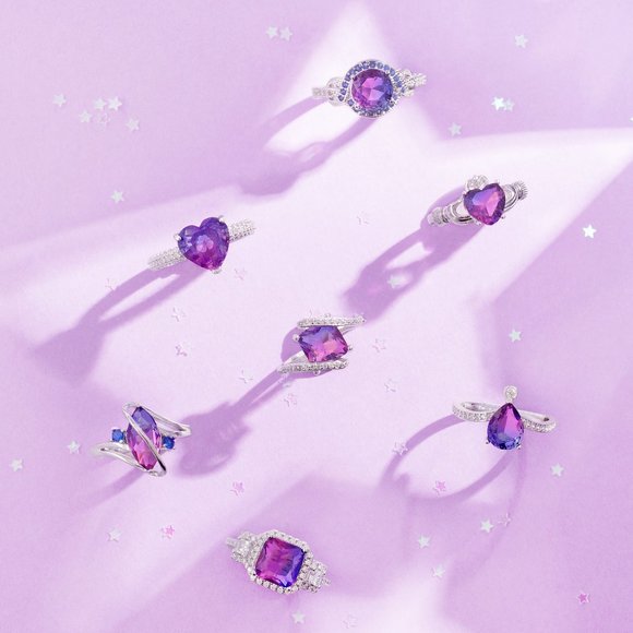 Pink & Purple Pear cut Gemstone Ring, 925 Sterling Silver Charmed Aroma - Picture 6 of 7